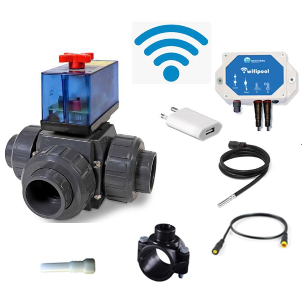 Per Aqua 360° automatische driewegkraan voor zwembad zonneverwarming en wateromleiding- Pooltronics - ZWPX2195-S