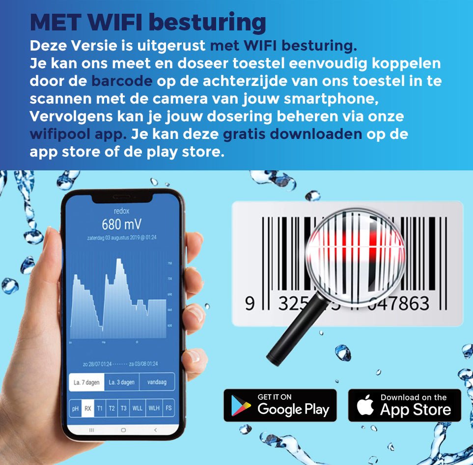 Automatische waterbehandeling voor zwembaden met chloor- en pH-regeling – met wifi besturing - Pooltronics - ZWPX2520 - P