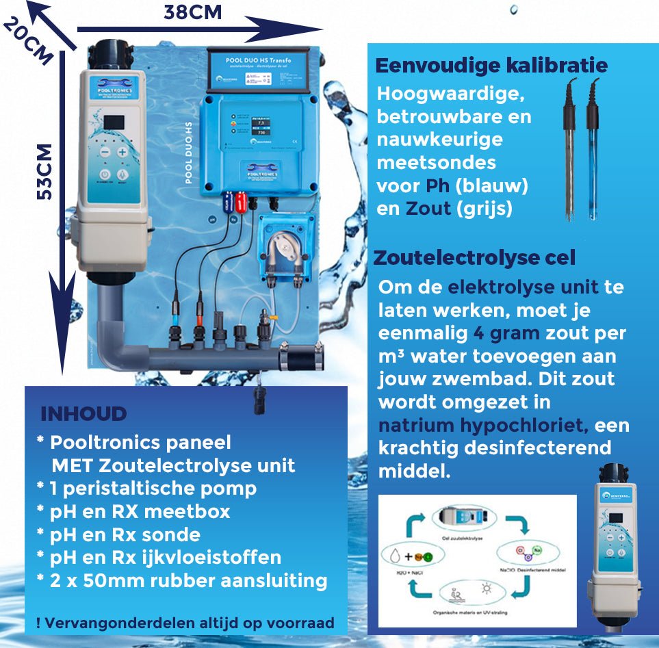 Automatische waterbehandeling met zoutelectrolyse voor zwembaden – met wifi besturing - Pooltronics - ZLAX0121 - P